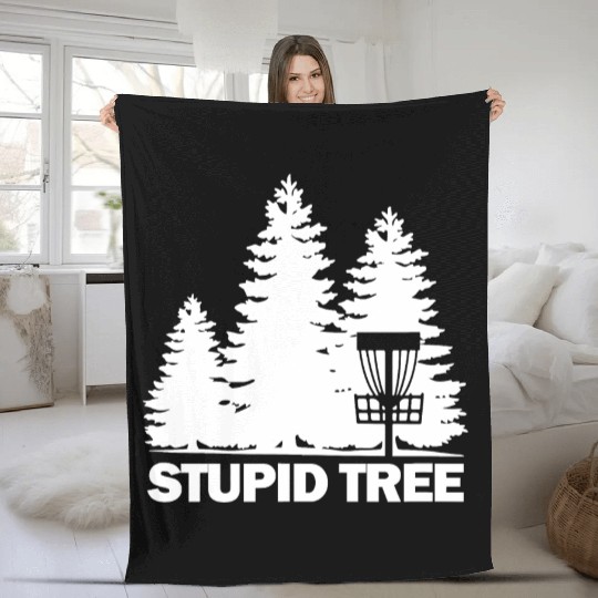 Stupid Tree Disc Golf Fun Frisbee Golf Frolf Fleece Blankets