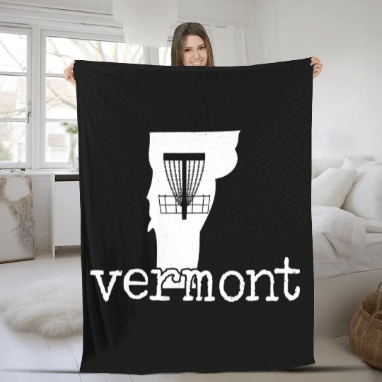 State of Vermont Disc Golf Golfer Golfing Basket Fleece Blankets