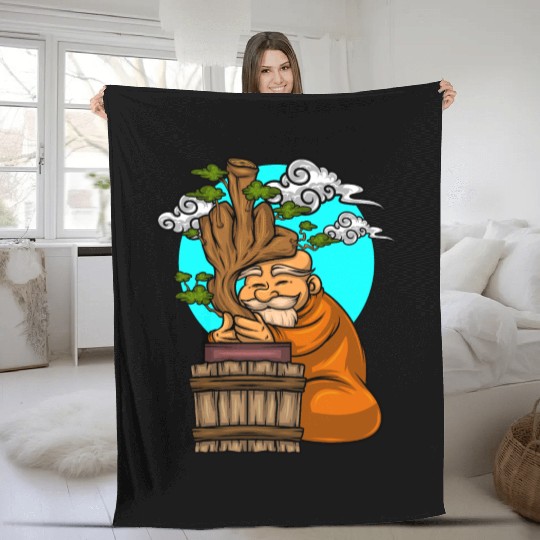 Miniature Trees Bonsai Middle Finger Fleece Blankets