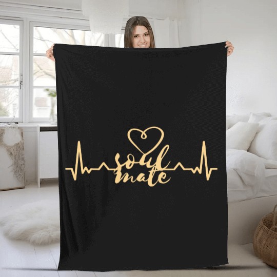Soulmate Valentinsday heartbeat Fleece Blankets