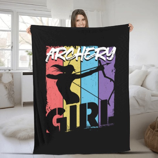 Archery Bow Archer Girl Vintage Fleece Blankets
