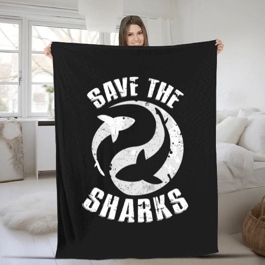Save The Sharks Protect Ocean Scuba Diving Fleece Blankets