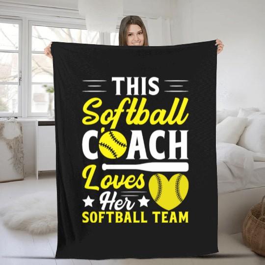 This Softball Coach Loves Her Softball Team Fleece Blankets