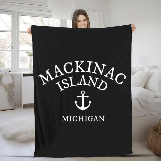 Mackinac Island Michigan Lake Town T Fleece Blankets