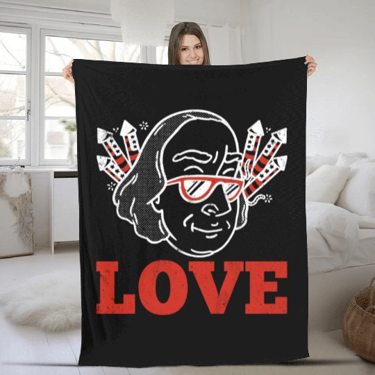 Love America Washington USA Flag 4th Of July Fleece Blankets