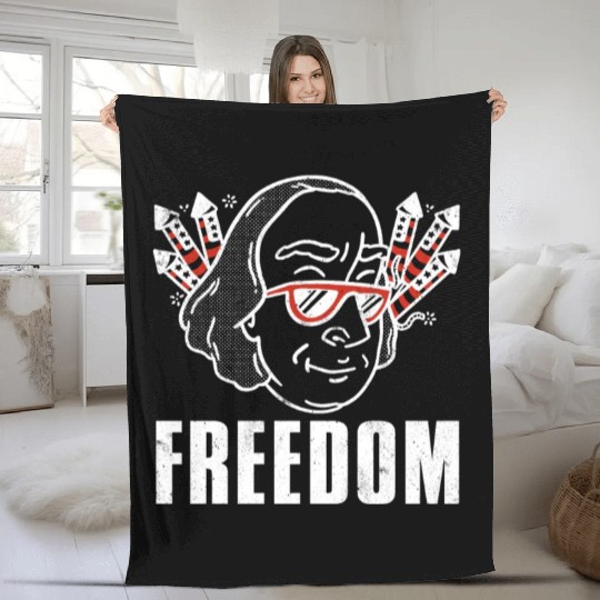Freedom America Washington USA Flag 4th Of July Fleece Blankets
