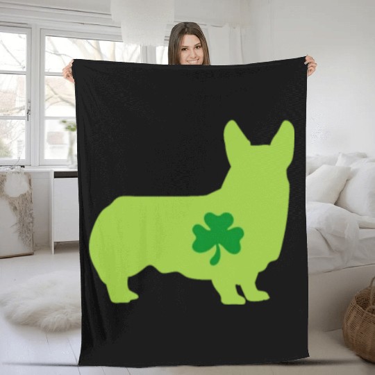 Corgi St. Patrick's Day Fleece Blankets