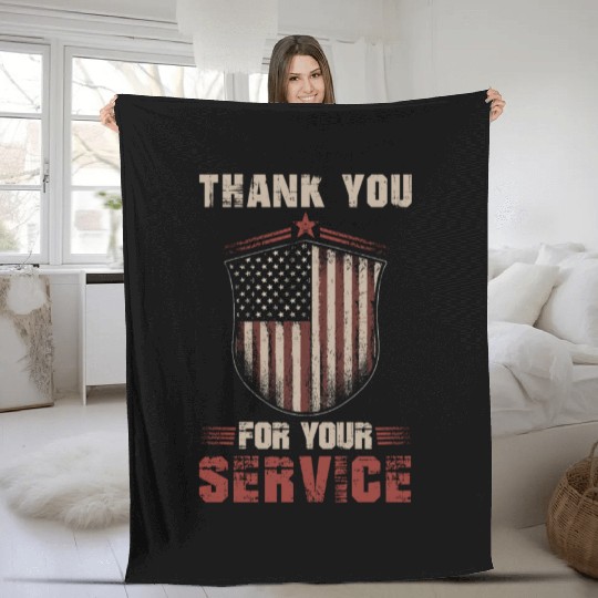 American Flag Patriotic Soldier US Veteran Men Fleece Blankets