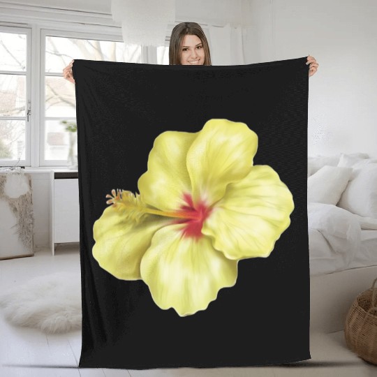 Yellowlicious Hibiscus Fleece Blankets