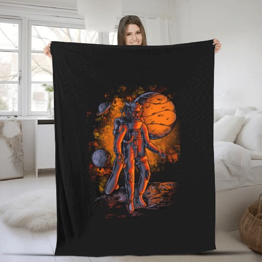 Lion astronauts in space Fleece Blankets