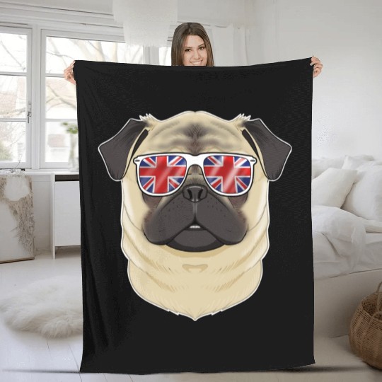 Pug UK Sunglasses I English Flag I Union Jack Fleece Blankets
