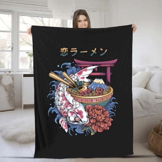 koi fish ramen Fleece Blankets