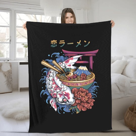 koi fish ramen Fleece Blankets