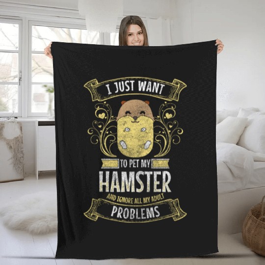 Hamster Nocturnal Sweet Running Wheel Fleece Blankets