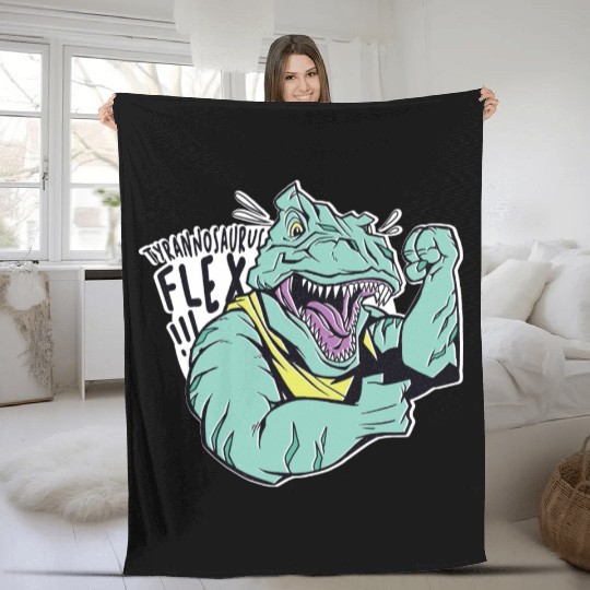 Muscle Dinosaur Fleece Blankets