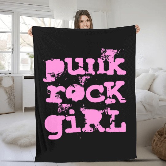 Punk Rock Girl Fleece Blankets