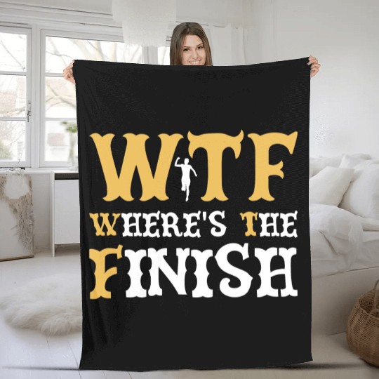 WTF Where's The Finish - Running Runner Fleece Blankets
