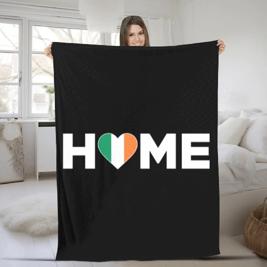 Ireland Home Country Irish Flag Ireland Heart Fleece Blankets