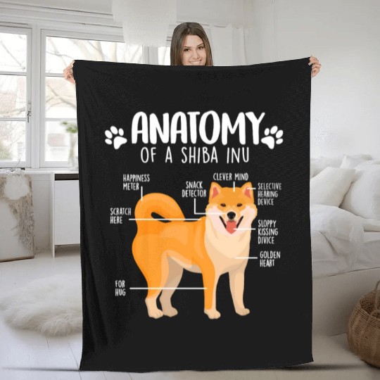 Shiba Inu Funny Anatomy Shiba Inu Dog Lover Fleece Blankets