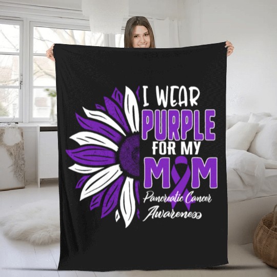 Pancreatic Cancer Fleece Blankets, I Wear Purple For My Mom