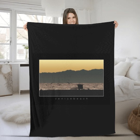 Venice Beach California Sunset Fleece Blankets
