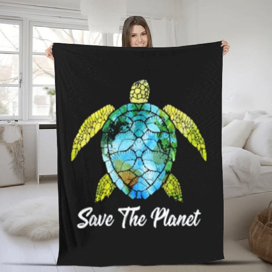 Save The Planet Earth Day Save Turtles Sea Life Fleece Blankets