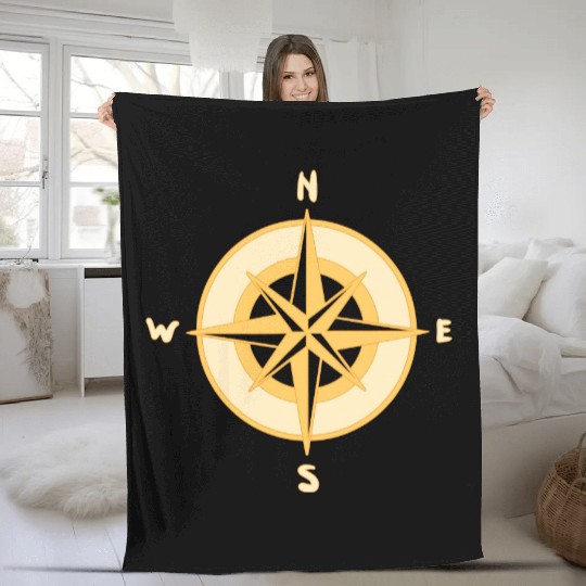 Nautical Compass star / rose, cardinal directions Fleece Blankets
