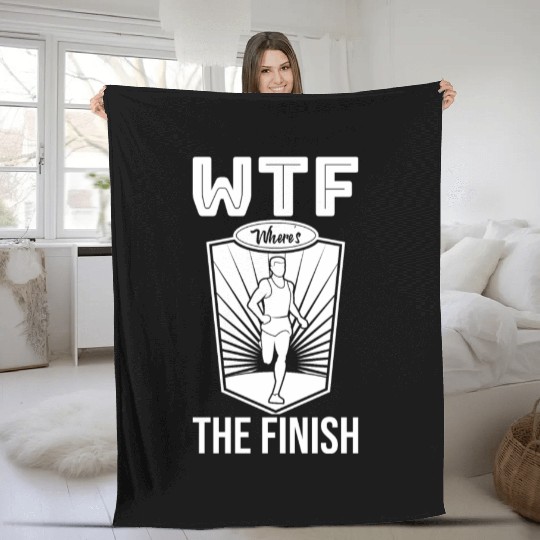 WTF Where's The Finish - Running Runner Fleece Blankets