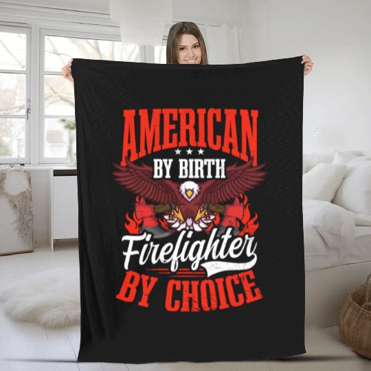 4th July Firefighter By Birth By Choice Fleece Blankets