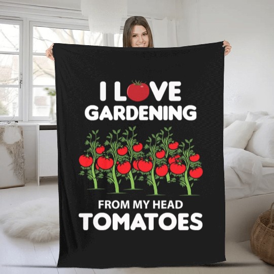Vegetable Gardening Funny Pun Red Tomatoes Fleece Blankets
