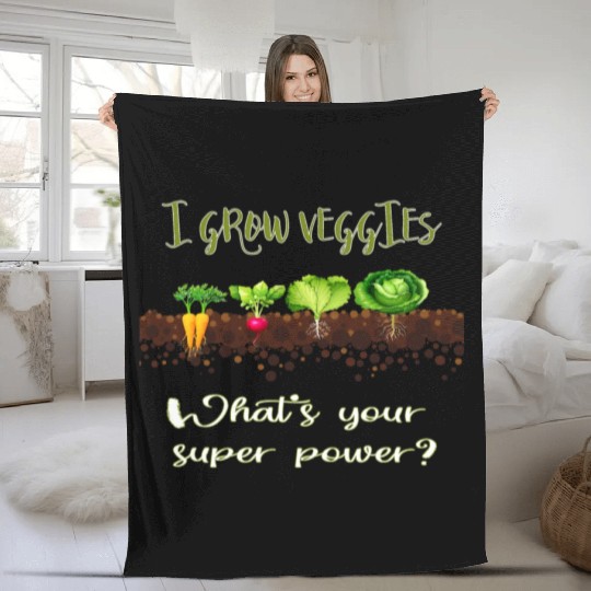 Vegetable Gardener Gardening Pun Grow Veggies Fleece Blankets