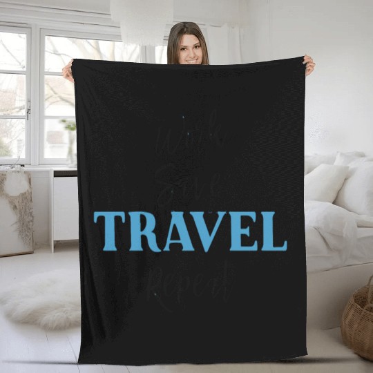 Work Save Travel Repeat Fleece Blankets
