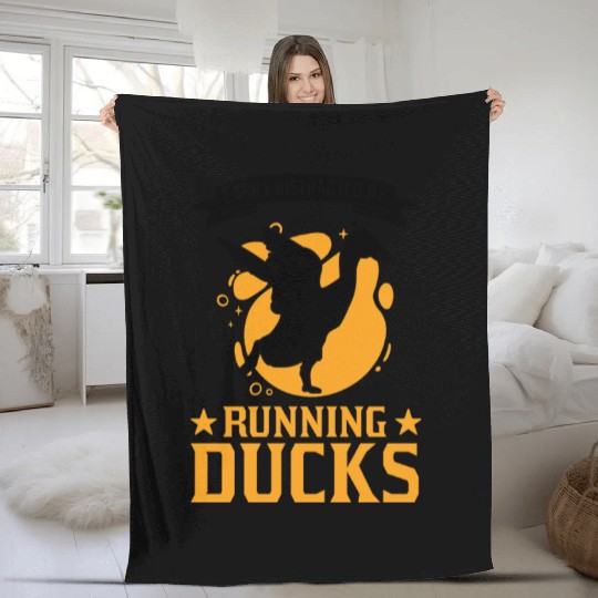 Easily Distracted By Running Ducks Fleece Blankets