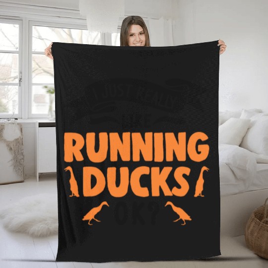 I Just Really Like Running Ducks Fleece Blankets