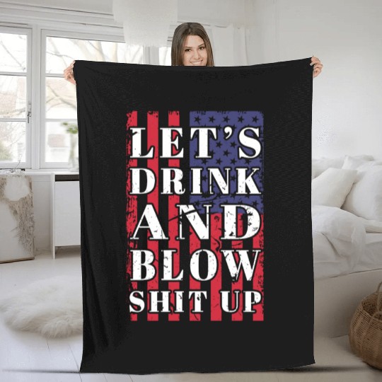 America American Flag Let's Drink Beer 4th Of July Fleece Blankets