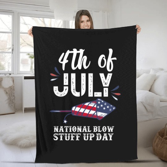 July 4th National Fireworks Day Fleece Blankets