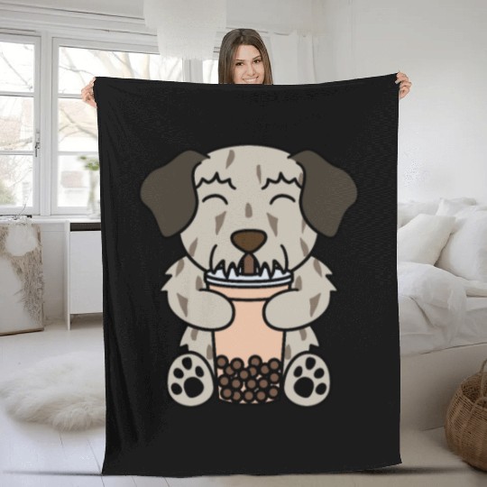 Boba Bubble Tea Irish Wolfhound Fleece Blankets