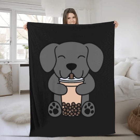 Boba Bubble Tea Great Dane Fleece Blankets