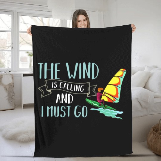 Windsurfing Board Sail Paddle Windsurfer Fleece Blankets