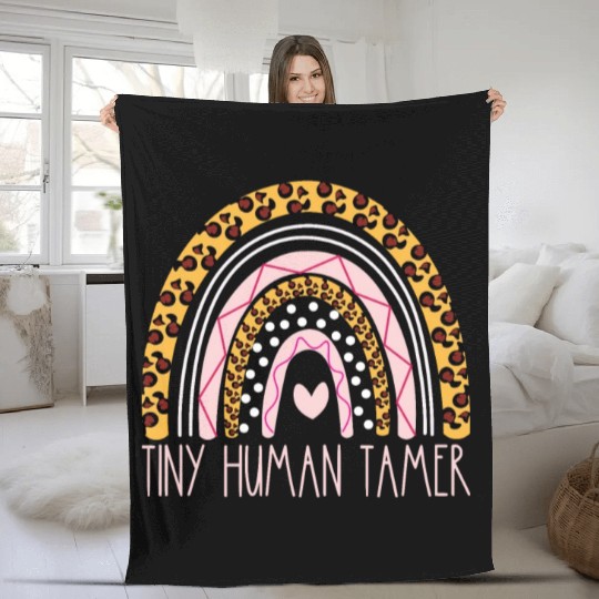 Tiny Human Tamer Bohemian Rainbow Daycare Teacher Fleece Blankets