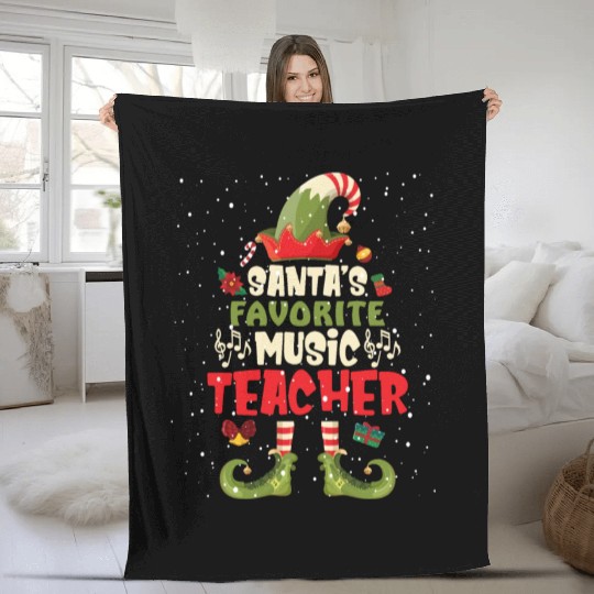 Santa's Favorite Music Teacher Funny Christmas Fleece Blankets
