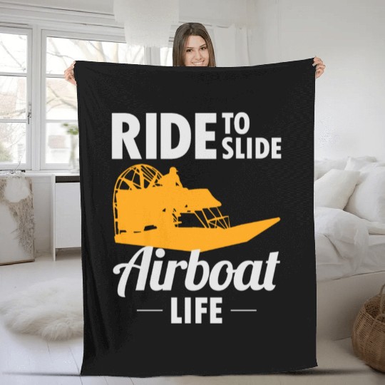 Airboat Fanboat Airboating Swamp boat Race Ride Fleece Blankets