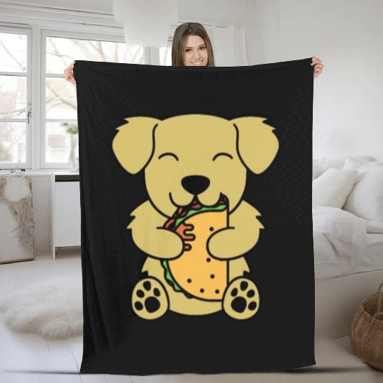 Golden Retriever Taco Lover Fleece Blankets