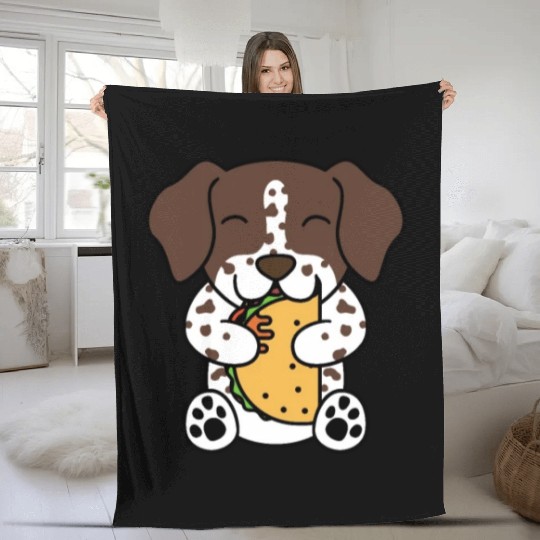 German Shorthaired Pointer Taco Lover Fleece Blankets