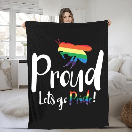 Bee Proud Let's Go Pride! LGBTQ Pride Month Gay Fleece Blankets