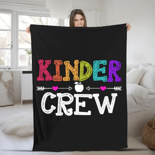 Kinder Crew Funny Kindergarten Teacher 1st Day of Fleece Blankets