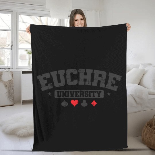Euchre University Deck of playing Cards Fleece Blankets