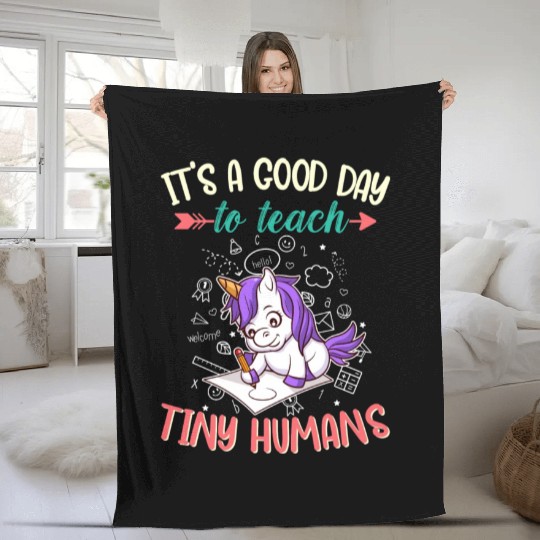 Good Day To Teach Tiny Humans Elementary Teacher Fleece Blankets