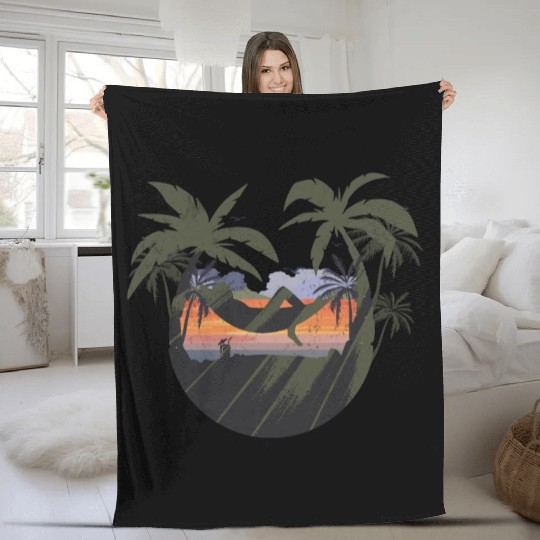 Coconut Summer With Palm Trees Fleece Blankets