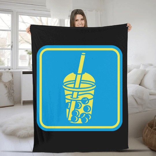 Sign bubble tea button Fleece Blankets